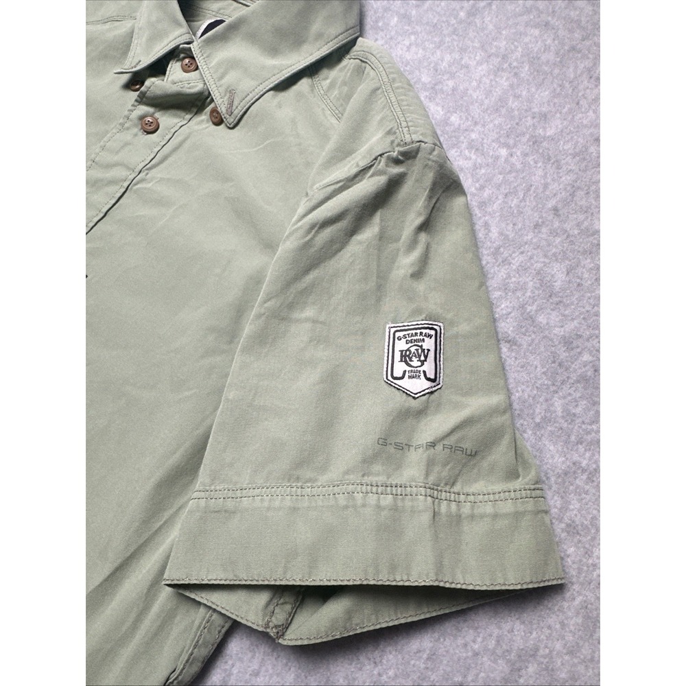 G-STAR / G RAW Green Button Down Cotton Polo‎ Shirt Men's Size Medium - Picture 4 of 8
